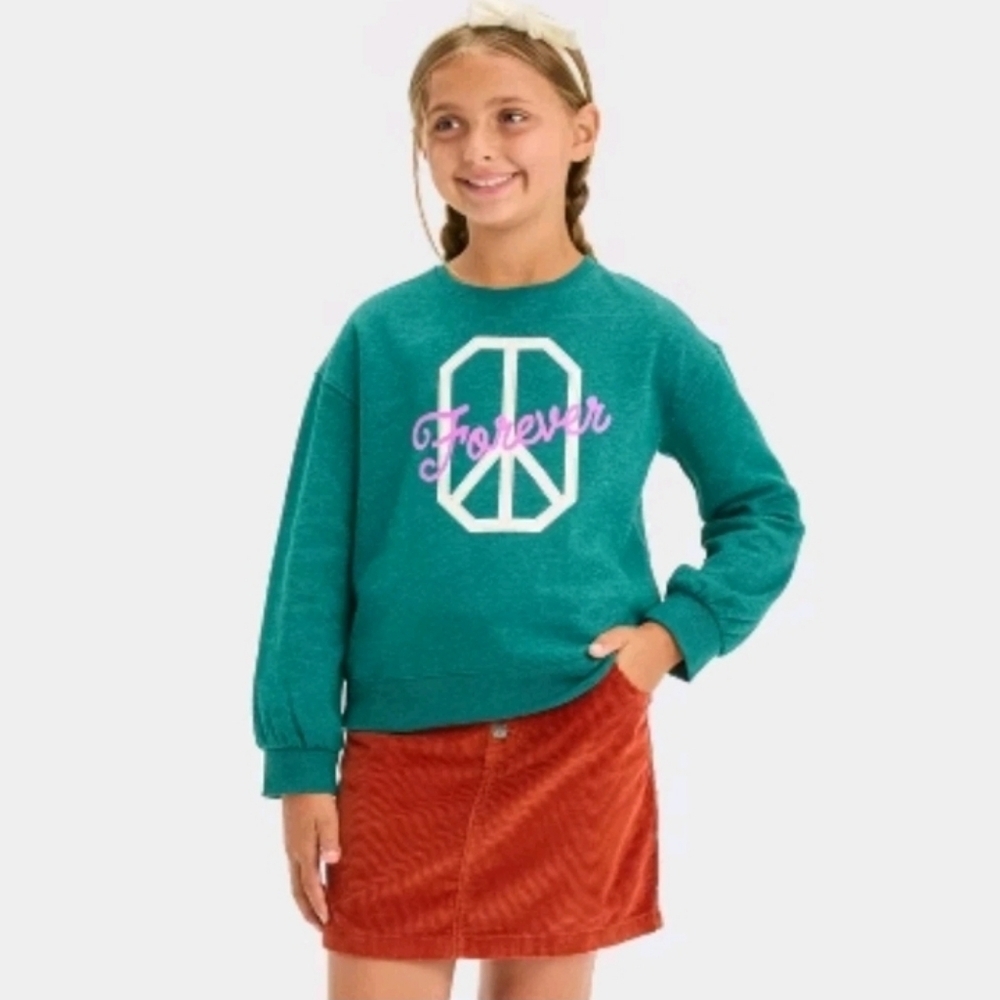 Cat & Jack Girls' Fleece Crew Pullover Sweatshirt
